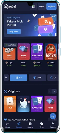 Functies van de Rainbet Casino-app